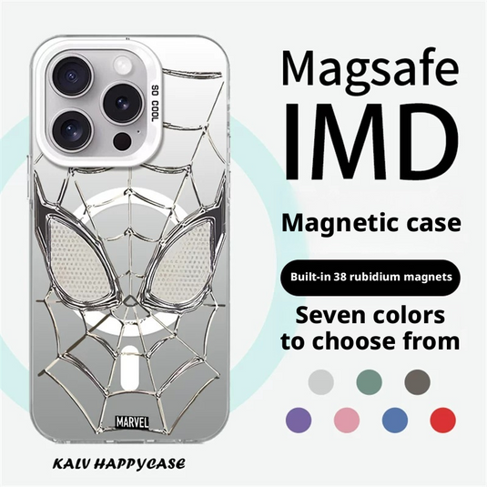 [MagSafe Compatible] Spider-Man Series iPhone 17 Case – Iridescent Silver Premium Shockproof Protective Cover
