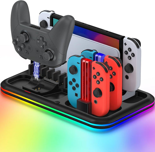 Nintendo Switch All-in-one Multifunction Charging Stand with Cooling Fan & RBG Light Effect & Disc Storage - Polar Tech Australia