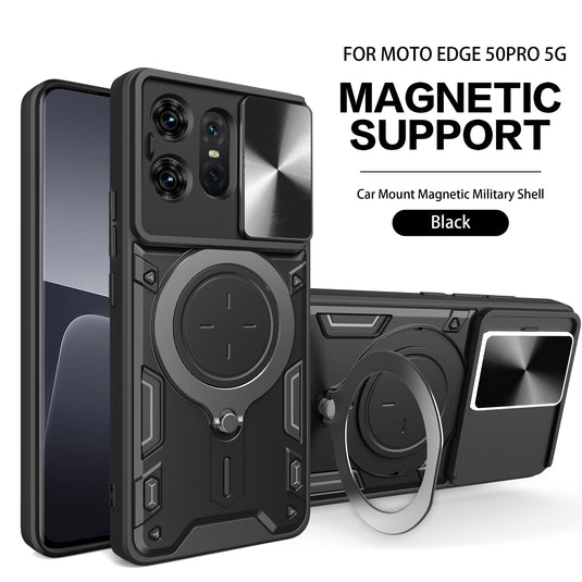 [Built-in Ring Bracket][With Slide Lens Cover] Motorola Moto Edge 50 Pro/Fusion/Neo/Ultra Minimalist Ultra-thin Shockproof Phone Stand Series Case