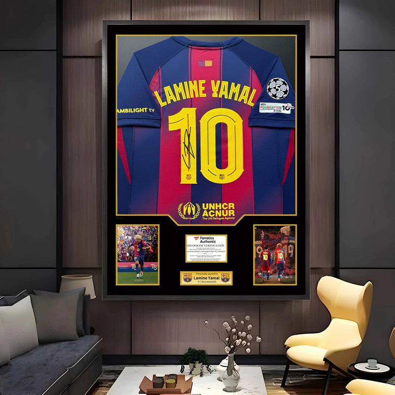 Load image into Gallery viewer, Lamine Yamal FC Barcelona Framed Jersey Display (60×80cm) – Facsimile Signature Edition - i-Station Mobile Phone &amp; Electronic Device Repair and Accessories
