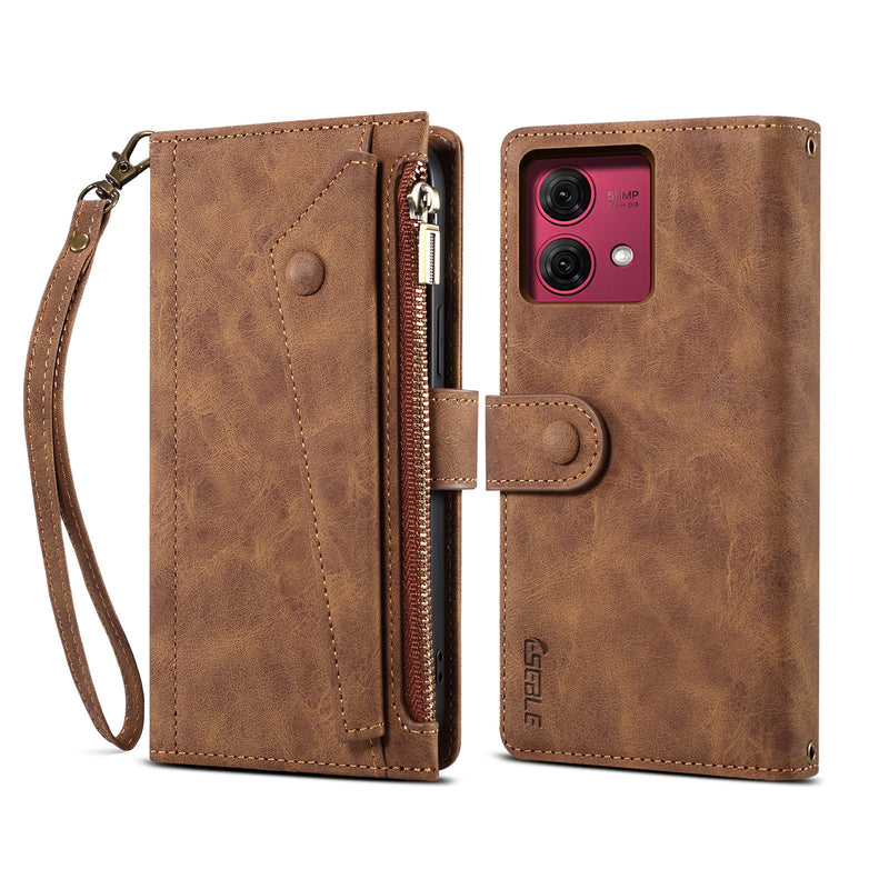 Load image into Gallery viewer, [With Lanyard][With Card Slot] Motorola Moto Edge 20 Lite Leather Zipper Shockproof Wallet Series Case
