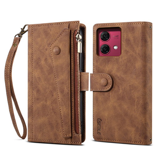 [With Lanyard][With Card Slot] Motorola Moto Edge 20 Lite Leather Zipper Shockproof Wallet Series Case