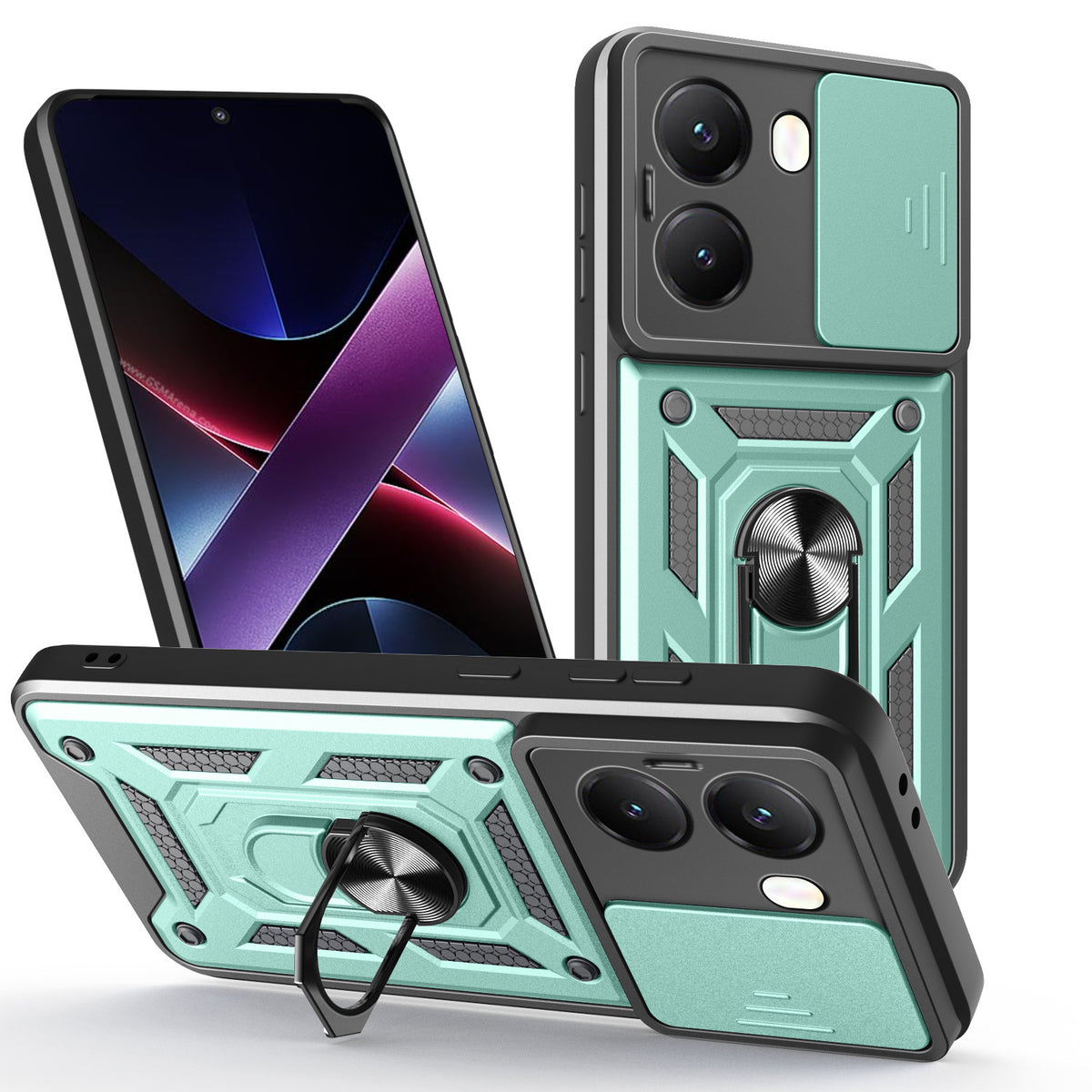 [With Slide Lens Cover] Xiaomi Redmi Turbo 4 Ring Bracket Shockproof Heavy Duty Series Case - i-Station Mobile Phone & Electronic Device Repair and Accessories