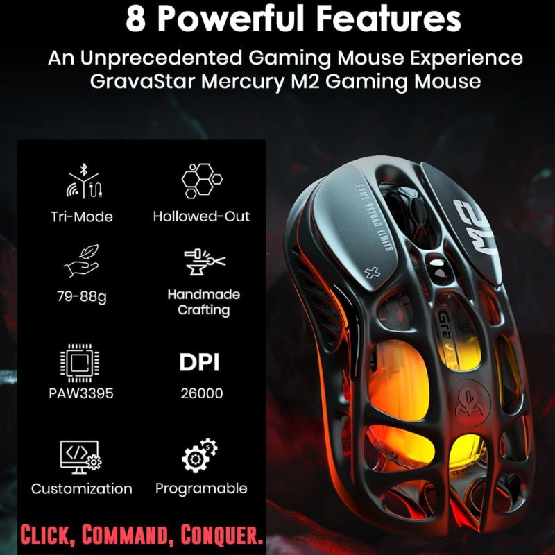 Load image into Gallery viewer, GravaStar Mercury M2 Wireless Gaming Mouse with Optical Sensor with 26,000 DPI 79g Lightweight
