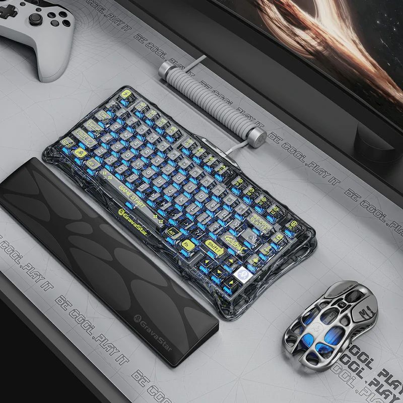 Load image into Gallery viewer, GravaStar Mercury K1 Lite Mechanical Gaming Keyboard, 75% Gasket Hot Swappable Custom RGB Backlit Wireless Keyboard
