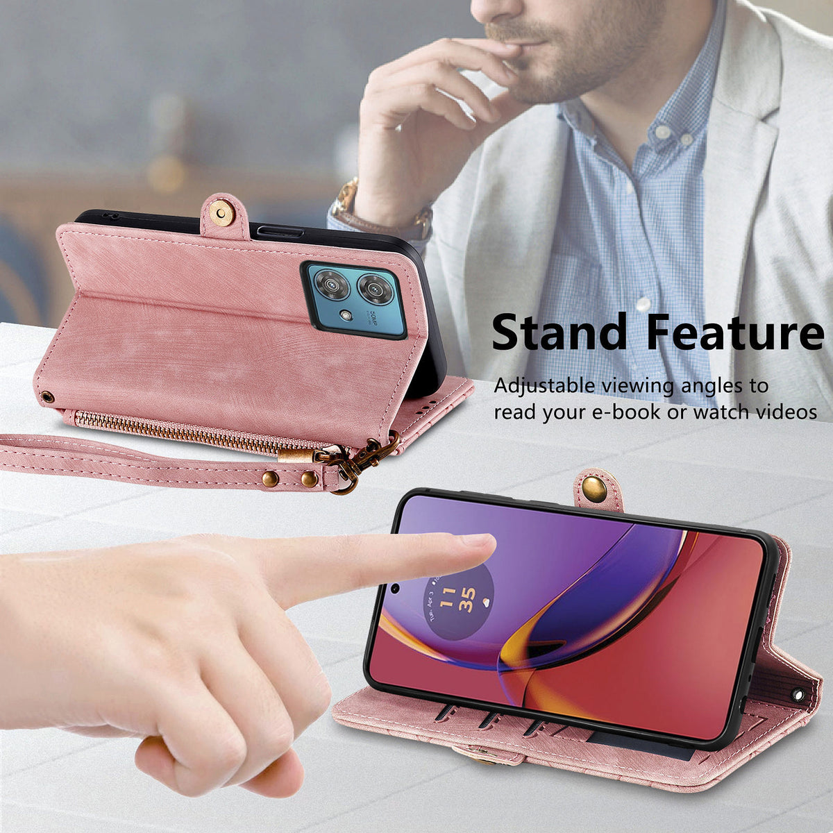 [With Strap][With Card Slot] Motorola Moto G85 Leather Shockproof Flip Wallet Series Case - i-Station Mobile Phone & Electronic Device Repair and Accessories