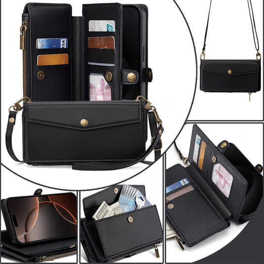 [With Lanyard][With Card Slot] Motorola Moto G 5G (2025) Leather Zipper Shockproof Wallet Series Case