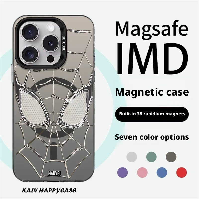 Load image into Gallery viewer, [MagSafe Compatible] Spider-Man Series iPhone 17 Case – Iridescent Silver Premium Shockproof Protective Cover
