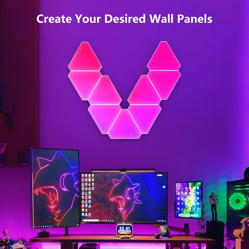 Load image into Gallery viewer, Triangle LED Lights for Gaming Setup, RGBIC Triangle Wall Lights for Bedroom, Smart Home Light Panels Works with Alexa Google Assistant, APP/Voice Controlled, Music Sync Gaming Room 10 Pack
