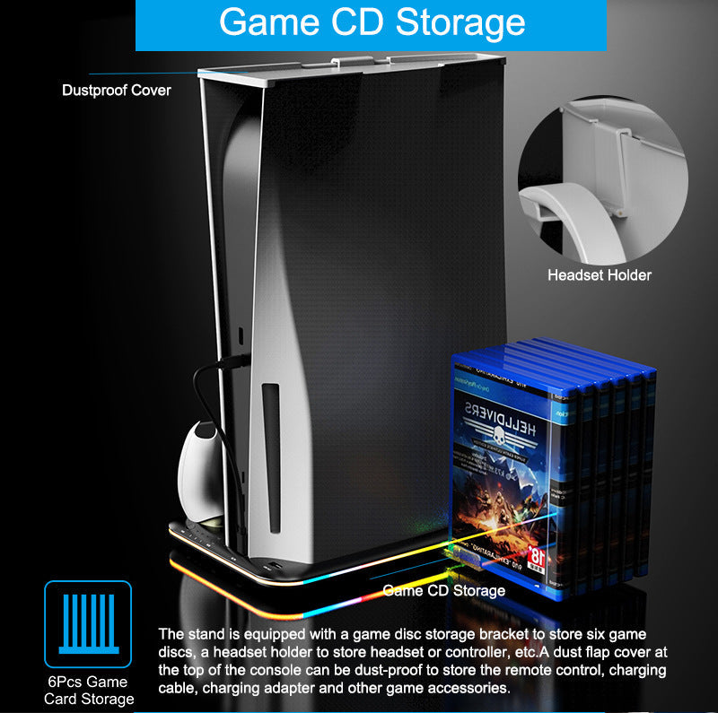 Load image into Gallery viewer, SONY PlayStation 5 / PS5 All-in-one Multifunction Charging Stand with Cooling Fan &amp; RBG Light Effect &amp; Disc Storage - Polar Tech Australia
