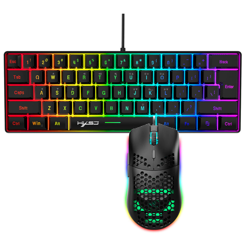 Load image into Gallery viewer, 60% Gaming Keyboard and Mouse Combo, Ultra-Compact 61 Keys RGB Backlit Mini Keyboard, Lightweight 6400 DPI Honeycomb Optical, Wired Gaming Set for PC MAC PS5 Xbox Gamer
