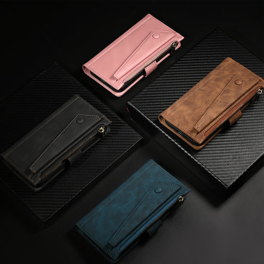 [With Lanyard][With Card Slot] Motorola Moto Edge 20 Lite Leather Zipper Shockproof Wallet Series Case