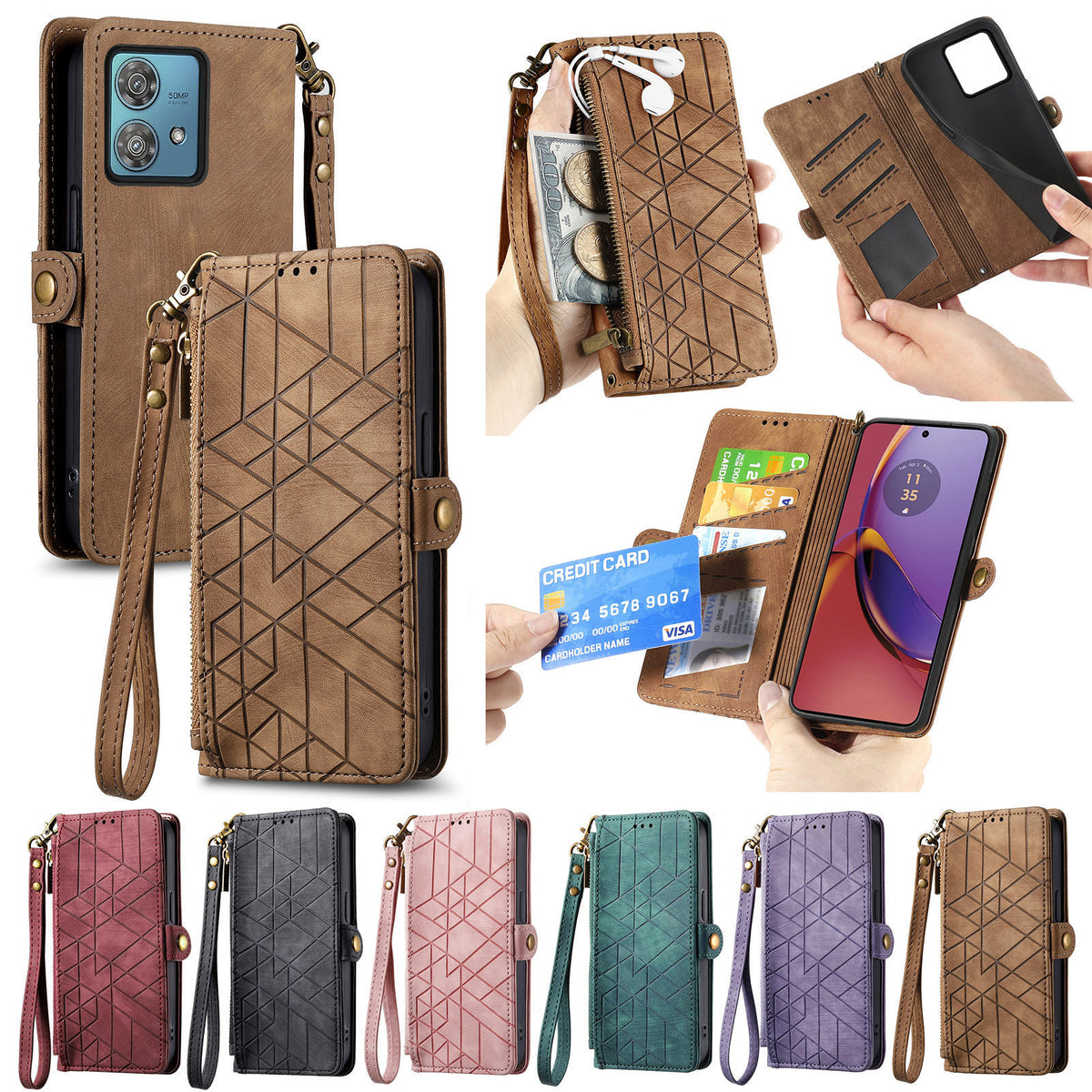 [With Strap][With Card Slot] Motorola Moto G85 Leather Shockproof Flip Wallet Series Case - i-Station Mobile Phone & Electronic Device Repair and Accessories