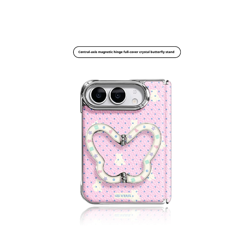 Load image into Gallery viewer, Apple iPhone Fold/Ultra – Premium Faux Leather Full-Coverage Shockproof Case with Magnetic Butterfly Stand
