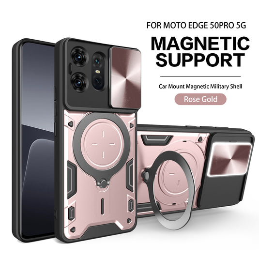 [Built-in Ring Bracket][With Slide Lens Cover] Motorola Moto Edge 50 Pro/Fusion/Neo/Ultra Minimalist Ultra-thin Shockproof Phone Stand Series Case