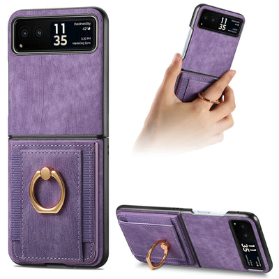 [With Ring Bracket] Motorola Moto Razr 60 PU Vegan Leather Card Slot Protective Case - i-Station Mobile Phone & Electronic Device Repair and Accessories