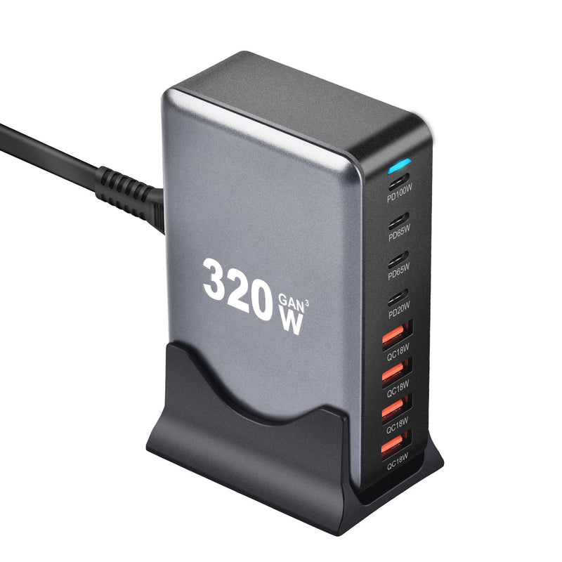 Load image into Gallery viewer, [320W GaN][SAA Approved] Universal Phone Tablet Laptop MaxBook PD+QC 8 Ports USB Type-C Wall Charger Desktop Home Office Charging Station Power Adapter (AU Plug) - Polar Tech Australia
