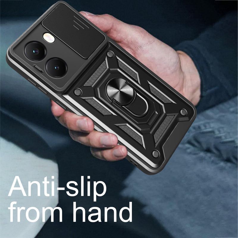 Load image into Gallery viewer, [With Slide Lens Cover] Xiaomi Redmi Turbo 4 Ring Bracket Shockproof Heavy Duty Series Case
