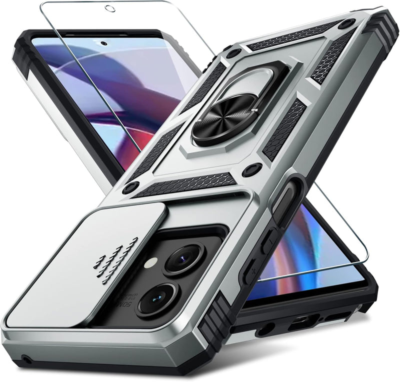 Load image into Gallery viewer, [Magnetic Ring Kickstand][Slide Camera Cover] Motorola Moto G Stylus 5G 2023 - Shield Shockproof Rugged Heavy Duty Case With Screen Protector With 2PC Tempered Glass Screen Protector
