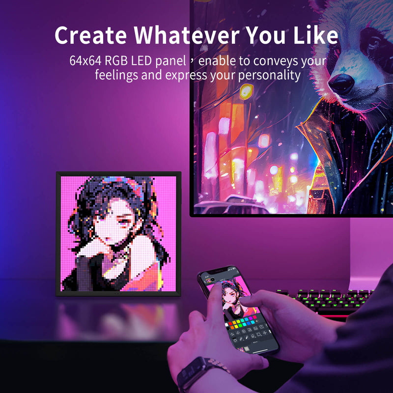 Load image into Gallery viewer, Divoom Pixoo-64 WiFi Pixel Art Display With A 64x64 LED Panel, Unique Lighting Decoration w/App ControlPerfect Gift
