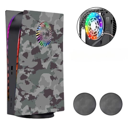 Sony PlayStation 5 PS5 Camo Matte Console Shell Cover with Venting Holes, Dust Filter & RGB Light Strip – Easy Installation