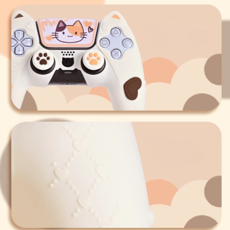 Load image into Gallery viewer, PlayStation PS5 DualSense Controller Silicone Protective Case with Calico Cat Ears – Cute Design for Kids
