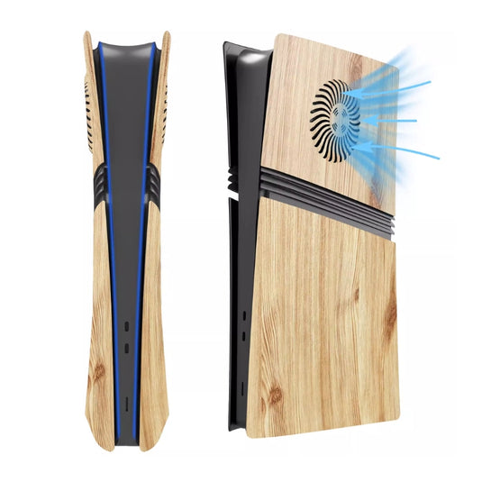 Sony PlayStation PS5 Pro Wood Grain Replacement Console Cover – ABS Protective Shell with or without Ventilation Grilles