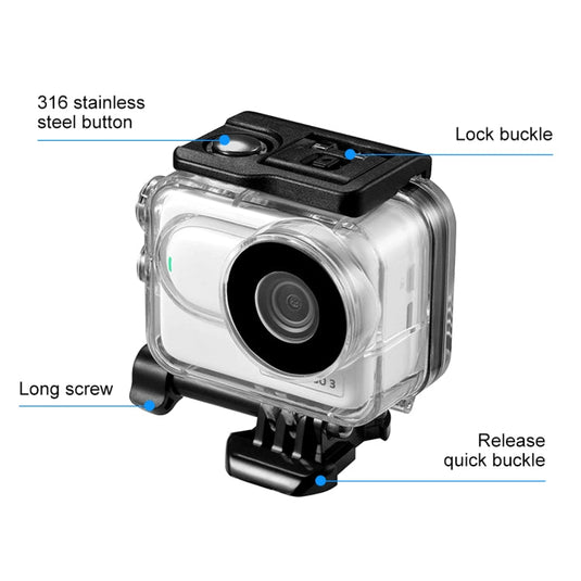 Insta360 GO 3 / GO 3SPULUZ 60m Underwater Waterproof Housing Case with Base Adapter & Screw (Transparent