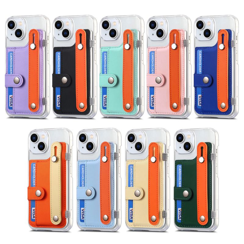 Load image into Gallery viewer, [Multi Function] Apple iPhone 16/16 Plus/16 Pro/16 Pro Max Wallet Holder Anti-Drop Ring Leather  Macron Color Case
