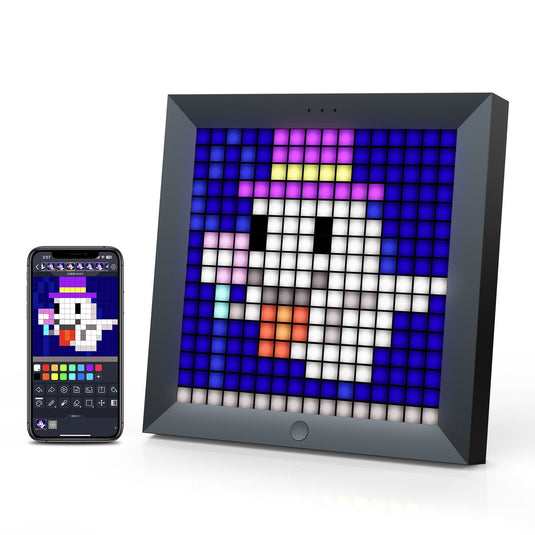 Divoom Pixoo - Pixel Art Digital Picture Frame with 16x16 LED Display APP Control Clock Box - Desk Mount for Gaming Room & Bedside Table