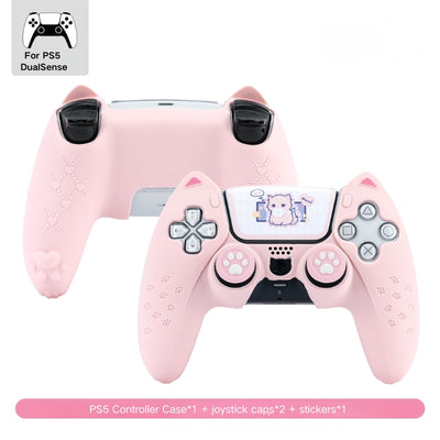 PlayStation PS5 DualSense Cat Kid-Friendly Silicone Anti-Slip Sticker Controller Protective Case - i-Station Mobile Phone & Electronic Device Repair and Accessories