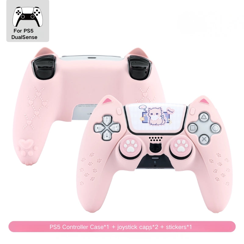 PlayStation PS5 DualSense Cat Kid-Friendly Silicone Anti-Slip Sticker Controller Protective Case - i-Station Mobile Phone & Electronic Device Repair and Accessories