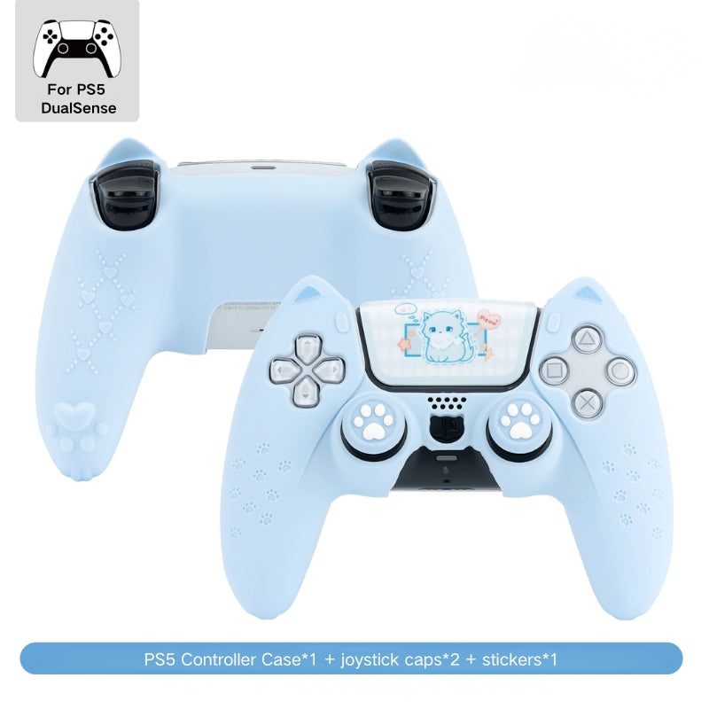 PlayStation PS5 DualSense Cat Kid-Friendly Silicone Anti-Slip Sticker Controller Protective Case - i-Station Mobile Phone & Electronic Device Repair and Accessories