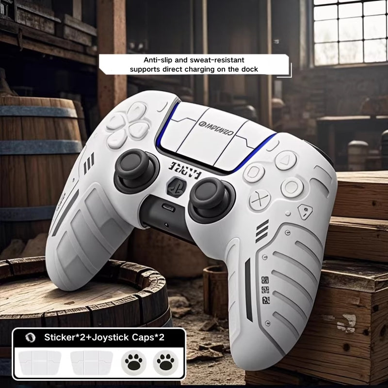 Load image into Gallery viewer, PlayStation PS5 DualSense Mechanical-Style Silicone Controller Case – Anti-Slip, Sweat-Resistant, Dock-Charging Compatible
