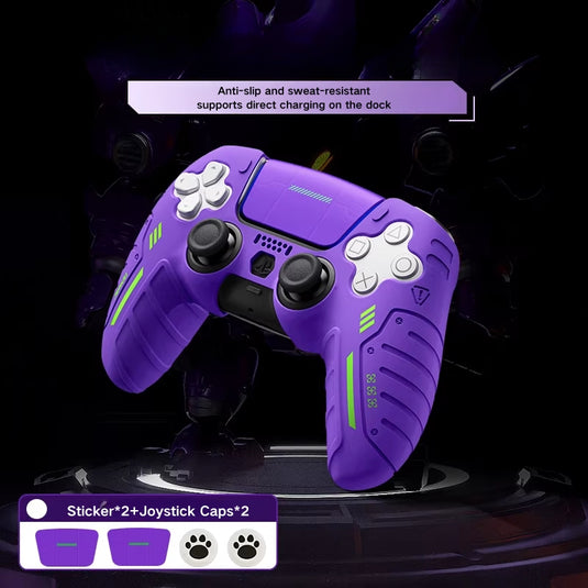 PlayStation PS5 DualSense Mechanical-Style Silicone Controller Case – Anti-Slip, Sweat-Resistant, Dock-Charging Compatible