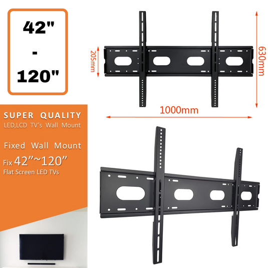 [42" - 120"] Universal VESA Adjustable Heavy-Duty Fixed LED TV Mount Bracket - Polar Tech Australia