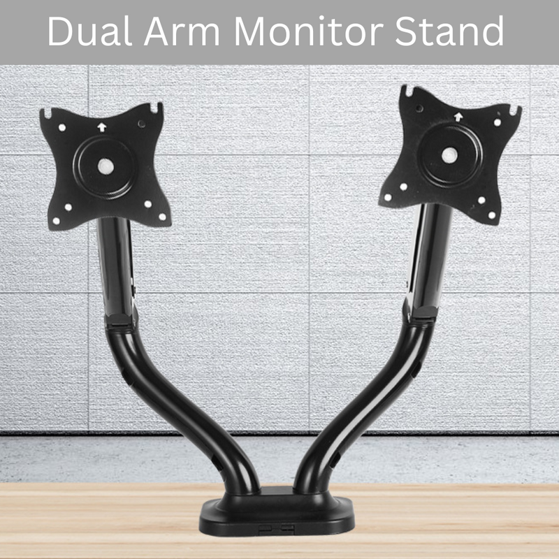 Load image into Gallery viewer, [Up to 32”][Dual Arm] Universal 360 degree Rotation Adjustable Monitor Desktop Bracket Holder Stand - Polar Tech Australia
