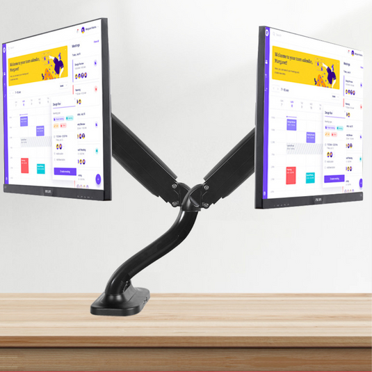 [Up to 32”][Dual Arm] Universal 360 degree Rotation Adjustable Monitor Desktop Bracket Holder Stand - Polar Tech Australia