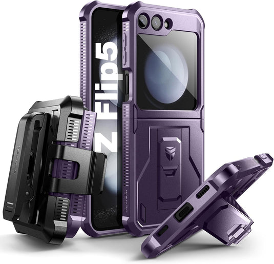 [Built-in Kickstand] Samsung Galaxy Z Flip 5/4/3 - Shockproof Rugged Case Full-Body Bumper Protective Heavy Duty Case