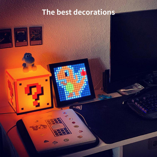 Divoom Pixoo - Pixel Art Digital Picture Frame with 16x16 LED Display APP Control Clock Box - Desk Mount for Gaming Room & Bedside Table