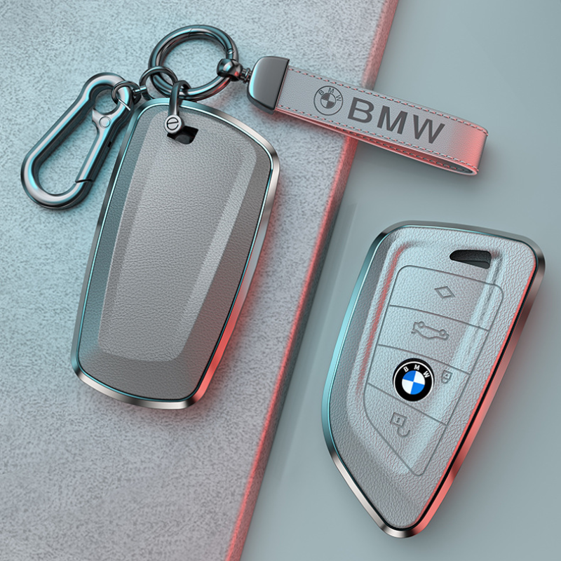 Load image into Gallery viewer, BMW Zinc Alloy + Leather Protection Car Key Fob Case Cover For 1, 2, 3, 5, 7 Series, X3, X5, X6
