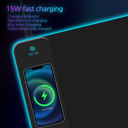 Multifunctional 15W Fast-Charging RGB Wireless Gaming Mouse Pad