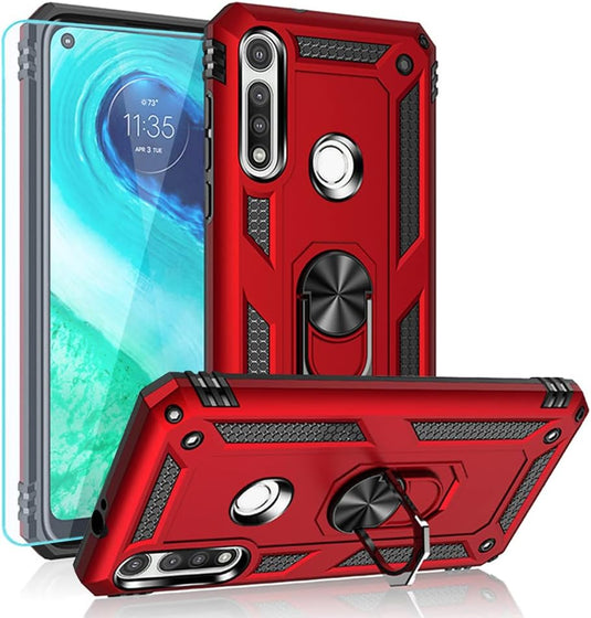 [Magnetic Ring Kickstand] Motorola Moto G Fast - Shield Shockproof Rugged Heavy Duty Case  With 2PC 9H Glass Screen Protector