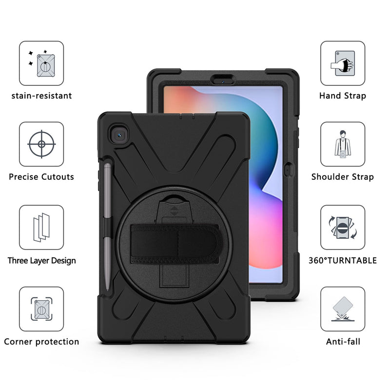 Load image into Gallery viewer, Samsung Galaxy Tab S6 Lite 10.4 2020 (P610/P613/P615/P619) Heavy Duty 360 Degree Rotate Stand Hand Strap Case - Polar Tech Australia
