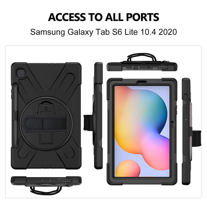 Samsung Galaxy Tab S6 Lite 10.4 2020 (P610/P613/P615/P619) Heavy Duty 360 Degree Rotate Stand Hand Strap Case - Polar Tech Australia