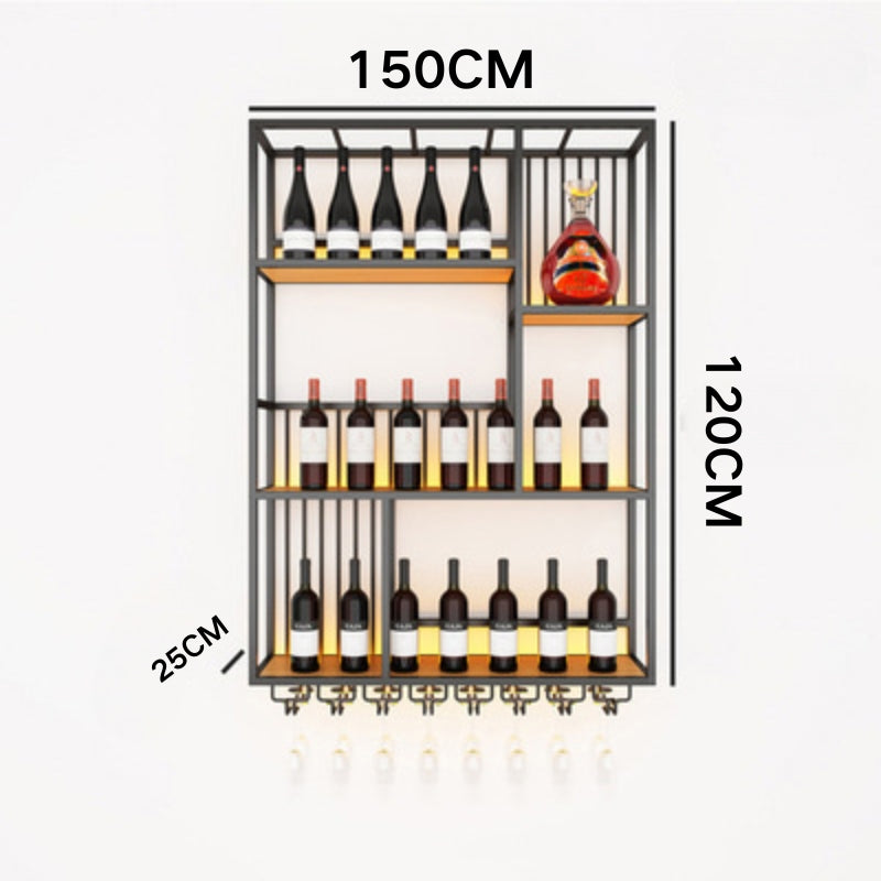 Load image into Gallery viewer, Modern Industrial Wall-Mounted Wine &amp; Spirits Rack with LED Lighting and Hanging Wine Glass Holder - i-Station Mobile Phone &amp; Electronic Device Repair and Accessories
