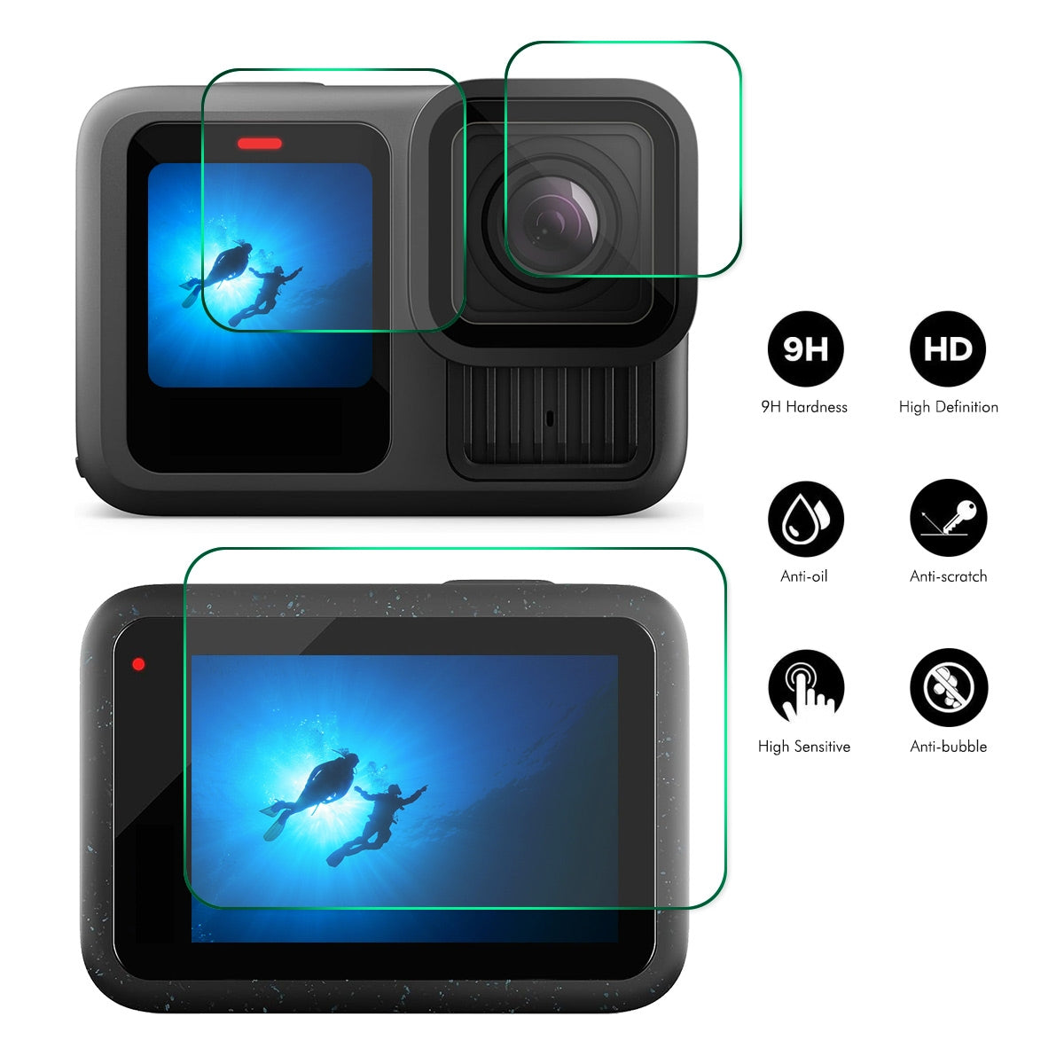 GoPro HERO 13 9H Tempered Glass Screen Protector Front ＆ Back Camera Film - i-Station Mobile Phone & Electronic Device Repair and Accessories