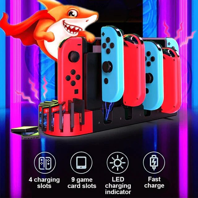 Load image into Gallery viewer, Nintendo Switch Joy-Con Console Holder Charging Stand Base with LED Indicator &amp; Card Slot - Polar Tech Australia
