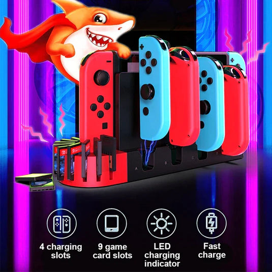 Nintendo Switch Joy-Con Console Holder Charging Stand Base with LED Indicator & Card Slot - Polar Tech Australia