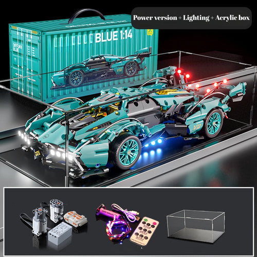 DIY Supercar Building Blocks Set for Kids Gift – Creative Assembly Toy Tiffany Blue Car Model for Christmas, Halloween and Birthday - i-Station Mobile Phone & Electronic Device Repair and Accessories